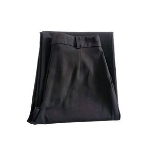 Princess Polly Black Work Slacks Button Front Pinch Pleat Wide Leg SZ6